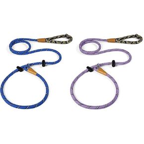 Lynxking Dog Leash 3/8in × 6 قدم الرصاص الأزرق الداكن والأرجواني ، 2 عبوة