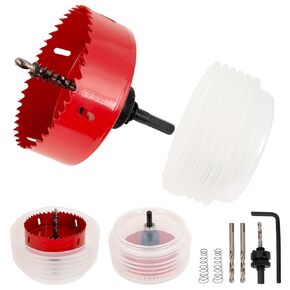 MAZING 6-1/4 Inch Hole Saw Dust Bowl Kit, 6.25 Hole Cutter for Recessed Lights Can Lights 6 inch, 159mm Bi-Metal Hole Saw with Dust Catcher for Cutting Wood, Plastic, Ceiling, Drywall and Metal Sheet