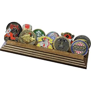 2 Row Challenge Coin حامل - حامل عرض العملة العسكرية - حامل عملة تحدي عسكري مذهلة - يحمل 10-15 عملات معدنية 2 صفين في الولايات المتحدة الأمريكية! (الجوز الصلب)