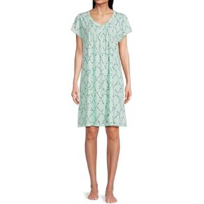 Miss Elaine Women's Silkyknit Short Nightgown, Short Sleeves, Sleepwear Gown