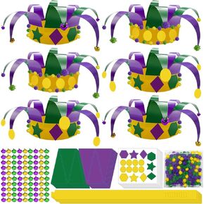 24 مجموعة Mardi Gras Crown Craft Kits Carnival DIY Paper Hat Make Make Your Crown Mardi Gras Masquerade Party Accessory Favor Supplies Art Project Project stivesroom actives actives
