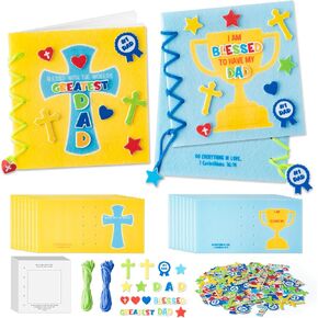 طقم Cocnny Phathers Day Craft - 16 مجموعة من مجموعة الحرف اليدوية لأبها الدينية للأطفال ، تشمل كتاب Diy Diary Book 96pcs ، وصنع الصليب الخاص بك هدية أبي ، والفصول الدراسية ، أنشطة مدرسة الأحد
