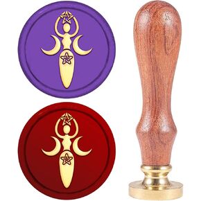 CRASPIRE TRIPLE LUNAR GODDESS WAX SEAL SEAL COPPER 25 مم ختم ختم ختم ختم قابلة للفصل مع مقبض خشبي للرسائل بطاقات ENVITION ENVELOPE هدية هدية للنساء