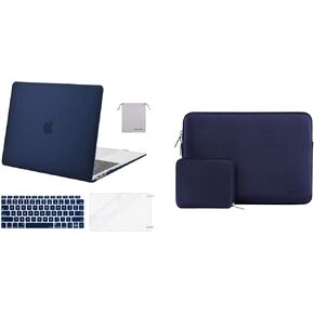 MOSISO Plastic Hard Shell&Neoprene Bag&Keyboard Cover&Screen Protector&Storage Bag Compatible with MacBook Air 13 inch Retina A2337 M1 A2179 A1932, Navy Blue