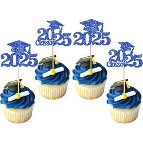 Rsstarxi 36 Pack 2025Graduation Cupcake Toppers Glitter Class of 2025 Graduation Cap Diploma Cupcake Picks for 2025 Graduation Theme Party Cake Decorations Pink