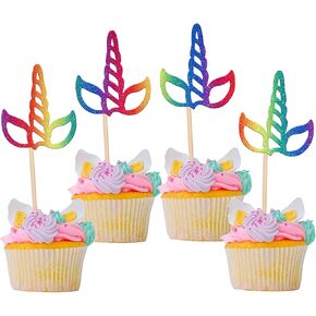 Rsstarxi 10 Pack Unicorn Rainbow Cupcake Toppers Unicorn Rainbow Horse Cake Decorations Unicorn Cupcake Picks for Rainbow Unicorn Baby Shower Birthday Party Decorations, Design 4 in Kuwait