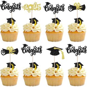 RSSTARXI 36 Pack 2025Graduation Cupcake Toppers Glitter Class of 2025 Cap Cap Diploma Cupcake for 2025 Tervement theme Party Cake Decorations in Kuwait