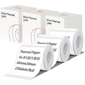 Needit B1 B21 B3S Label Maker Tape ملصق ملصق ملصق 1.96 "× 1.18" (50 × 30 مم) استبدال شريط الحاوية المكتبية المصنفة للمكتب Niimbot B21 B1 B3S (3 لفات ، أبيض)
