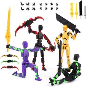 4PCS T13 Action Figure,Assembly Completed Titan 13 Action Figure,3D Printed Multi-Jointed Movable,3D Printed Action Figures Toys,Desktop Decorations Toys for Game Lovers (Style-02)