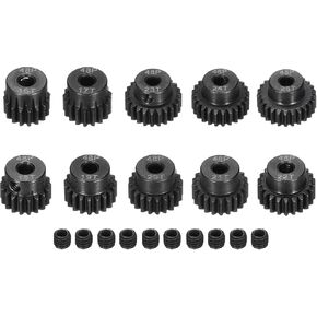 48 P Steel Pinion Gear Set 16T 17T 18T 19T 20T 21T 22T 23T 24T 25T for 3.175 mm Shaft Hardened Steel Pinion Gear with Screws for RC Car Motor