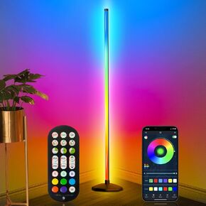 Corner Floor Lamp, Smart RGB LED Corner Lamp,16 Million Colors Changing LED Floor Lamp with App and Remote Control,Music Sync & Timer Mood Lighting for Living Room,Smart Floor Lamp