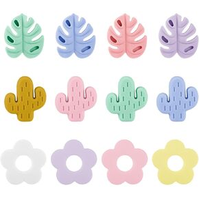 12pcs Knitting Needle Stoppers, Cactus Monstera Leaf Flower Needles Point Protectors Cute Stitch Cover Silicone Needle End Caps Crocheting Supplies DIY Project Accessories