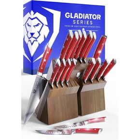 Dalstrong Gladiator Series Elite-18pc سكين الفولاذ المقاوم للصدأ مع مجموعة سكين الفولاذ والكربون الكربوني الأعلى الكربوني