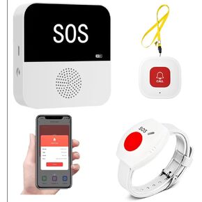 Life Alert Pager - لا توجد رسوم شهرية! نظام تنبيه الطوارئ في WiFi لكبار السن ، كبار السن ، المعوقين - إعداد سهل ، إنذار بصوت عال ، 24/7 راحة البال