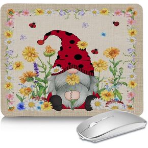 Mouse Pad Pad Computer Mousepad مع Gnomes الصيفية تصميم الأزهار الأزهار المنزلية لوحة الماوس لوحة الماوس الماوس مع قاعدة مطاطية غير انزلاق لأجهزة الكمبيوتر المحمولة المنزل والمكاتب الحجم صغير الحجم
