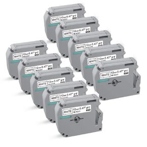 Compatible Label Tape Replacement for Brother m-k231 12mm 0.47 White P-Touch M Tape MK231 MK-231 M231 Black on White for Brother Label Maker Ptouch PT-M95 PT-90 PT-70BM PT-65 PT-85, 10 Pack