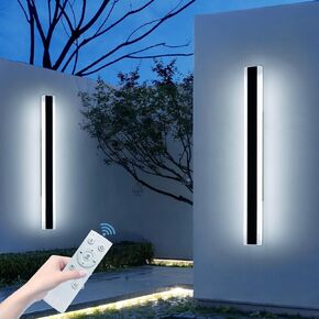 2 Pack 31.4inch Modern Outdoor Wall Lights, RGB Dimmable LED Wall Sconce Light with Remote Control, 10 Colors, 5 Modes, IP65 Waterproof Exterior Light Fixture for Porch, Patio, Garage
