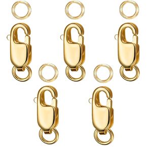 18k Gold Plating Lobster Claw Clasp Gold Filled with Closed Jump Rings for Necklaces Bracelet Or Jewelry Making, Made in Italy.