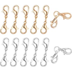 12pcs مزدوج جراد البحر clasp موسع الفضة الذهب جراد البحر المشابك الملاذات موصل الموصل موصل سوار تمديد تمديد تمديد المجوهرات المشبكات والإغلاق لصنع المجوهرات DIY