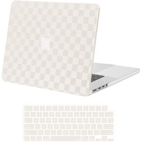 MOSISO Compatible with MacBook Pro 16 inch Case 2025 2024 2023 2022 2021 M4 M3 M2 M1 A3403 A3186 A2991 A2780 A2485 Pro Max, Checker Texture Grid PU Leather Coated Hard Shell&Keyboard Cover, Beige