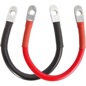 TOPDC 4 Gauge 15-Inch Battery Inverter Cables All Copper Conductor Wire with 3/8" Ring Terminals (4 AWG x 15 Inches) for Car, Truck, RV, Solar