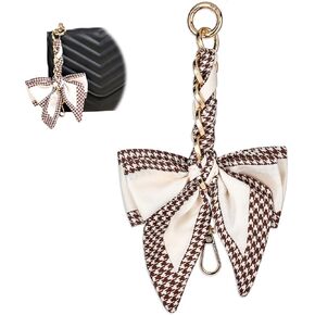 JJUNW 1 Pc Bag Extender Chain with Bow, Bag Extender Purse Charms, Brown Purse Strap Decoration Replacement Accessories for Women Handbags Purse Making Supplies DIY