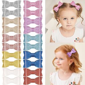 20Pcs Glitter Baby Hair Clips Sequins Toddler Girl Hair Accessory 2.75inches Bling Hair Clips (No Lose Glitters)