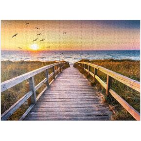 MyPuzzle Sunset On Dune Beach in The North Sea - Premium 500 Piece Jigsaw Puzzle for Adults