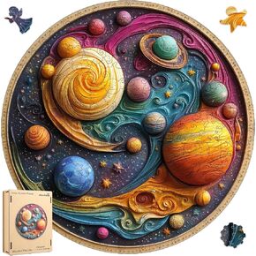 Wooden Puzzles for Adults, Solar System Planet Wooden Jigsaw Puzzles, Unique Shape Adult Puzzles, Irregular Wood Creative Gift for Adults and Kids Family Game(11.1 * 11.2 in-200pcs)