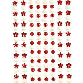 Wrapables 164 Pieces Crystal Flower and Pearl Stickers Adhesive Rhinestones, Pink