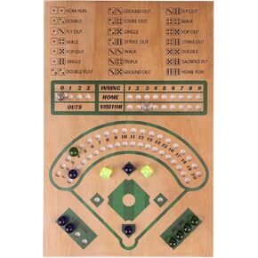 Baseball Board Game,Baseball Dice Board Game,Solid Wood,12 Colourful Beads and Dice,Manual Included,Portable,Perfect for Home Party,Family Night and Road Trip (Rectangular)