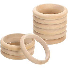 سوار الإسورة الخشبية Uxcell ، 10pcs 81mm - حلقات Macrame الرجعية ، دائرة خشبية ناعمة غير مكتملة ، حلقات خشبية للحرف ، المجوهرات ، صنع DIY ، ديكور المنزل