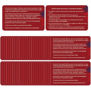 50 PCS Know Your Rights Immigration Red Card - English Spanish Constitutional Rights Reminder for Immigration Encounters -Constitutional Rights Reminder for Immigration Encounters-(3.37×2.1")