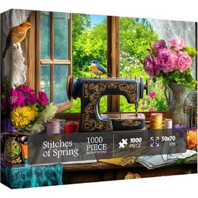 Larkipuzz Spring Stitch Vintage Fintage Machine Buzzles for البالغين 1000 قطعة ، ألغاز بانورز بيرز ،