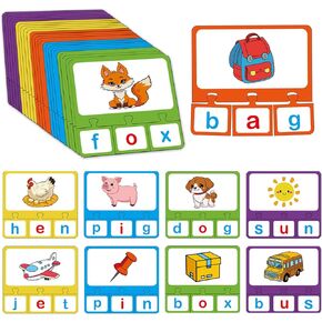 CVC Word Puzzles for Kids, 25 PCS Alphabet Letter Puzzle, CVC Words Building Games, Speech Therapy Materials for Toddler, Learning Spelling Game, Preschool Kindergarten Classroom Must Haves