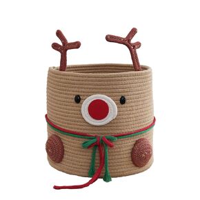 Medium Dog Woven Basket with handles, Toy Storage Basket, Baby Gift Basket, Animal Basket for Nursery, Clothes, Towels, Dog/Cat Toys (Naughty Dog)