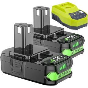 18V Battery Replacement for Ryobi P108 8.0Ah Lithium 18V Battery ONE+ Plus P102 P103 P104 P105 P107 P108 P109 P190 P191 P122 for Ryobi 18v Lithium Battery 2Pack