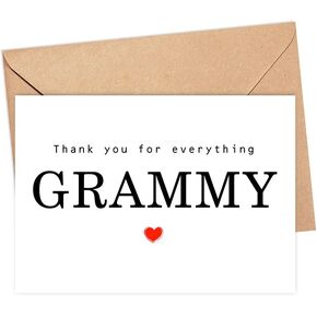 Yanashop88 شكرًا لك على كل شيء Grammy Card - Thank You Card - بطاقة Grammy - بطاقة عيد الأم - بطاقة لها - بطاقة المعايدة لعيد ميلاد - بطاقة ملاحظة - شكرًا لك على كل شيء بطاقة