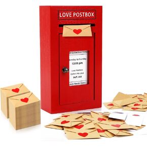 Romantic Love Postbox with 50 Mini Love Notes and Envelopes for Him, Cute Gifts for Boyfriend, Love Letter, Long Distance Relationship Gifts, Cute Couple Gifts, Valentines Gifts