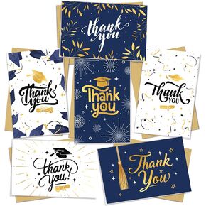 Graduation Cards - Graduation Gifts 2025 - Thank You Grad Card for High School College University Party Supplies - 6 Assorted Designs, 24 Packs Exchange 4x6'' Thank You Cards with Envelopes