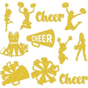 FUUTREO 100 PCS CHEERLEADER GLITTER CUT VERSHTEREADEREADERESS DEFICATIONS Double -Side Cheerleading Paper Clutouts Toppers Cheerleader Party Supplies for Women Girls Gifts