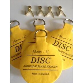 Original English Plate Hanger Disc Kit--Quantity of Four of the 3 Inch Discs, Hooks and Nails