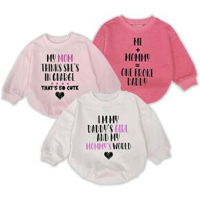 3 Pcs I'm My Daddy's Girl And My Mommy's World Baby Bodysuit, Baby Gift Romper