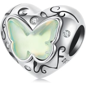 Wizard of Oz Love Heart Butterfly Charms 925 Sterling Silver Flourish Spring Charms Fits Pandora Bracelet Necklace for Women