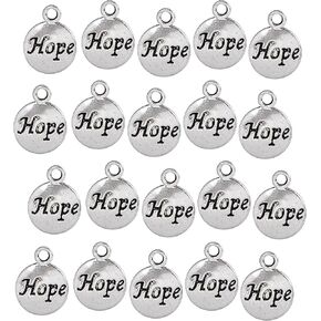 JGFinds Hope Round Message Charms ، Tone Silver ، Bulk 50 Vace Pack
