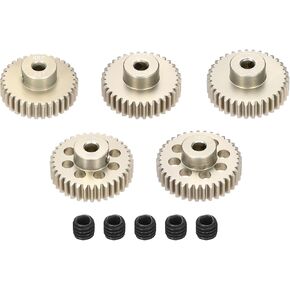 5pcs 48p pinion gear set 33t 34t 35t 36t 37t for 3.175 mm shaft Aluminium Gear مع مسامير لمحرك RC