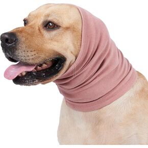 Calming Hoodie for Dogs - Stretchy Dog Ear Cover, No Shake Anxiety Head Wrap Quiet Ears, Pet Snoods for Thunder, Lightning, Fireworks, Vet Visits, Grooming, Rabbit Plush Fabric, Pink M