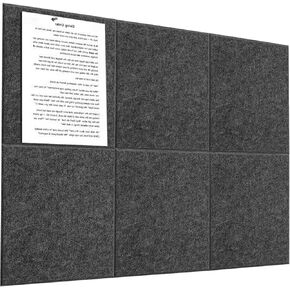 Large Cork Board for Walls 36" x 24", 6 Pack Felt Wall Tiles with Safe Adhesive Strips, Black Bulletin Board, Corkboard for Office, School, Home