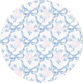 Coquette Blue Bow Floral Mouse Pad ، منصات الماوس للمكتب ، Girly Preppy Blue Mousepad لألعاب الكمبيوتر المحمولة للكمبيوتر المكتبية ، 8.7 × 8.7 بوصة