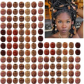 100 PCS ، حبات شعر خشبية مطلية ، إكسسوارات الشعر ، حبات الشعر بأسلوب الشعر ، ثقب كبير 100 حبات ، مناسبة للنسج ، الضفائر ، ديي
